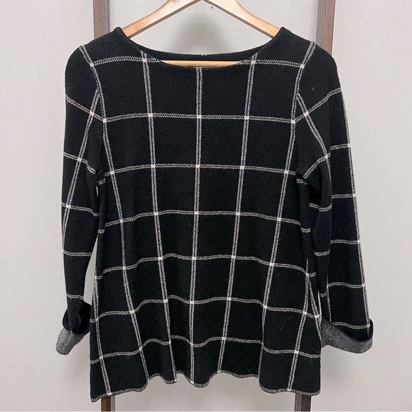 Max Studio Black White Checkered Sweater Sz XS - Picture 1 of 5